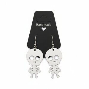 Earrings ☠️  Silver tone skeleton - Shepherds Crook